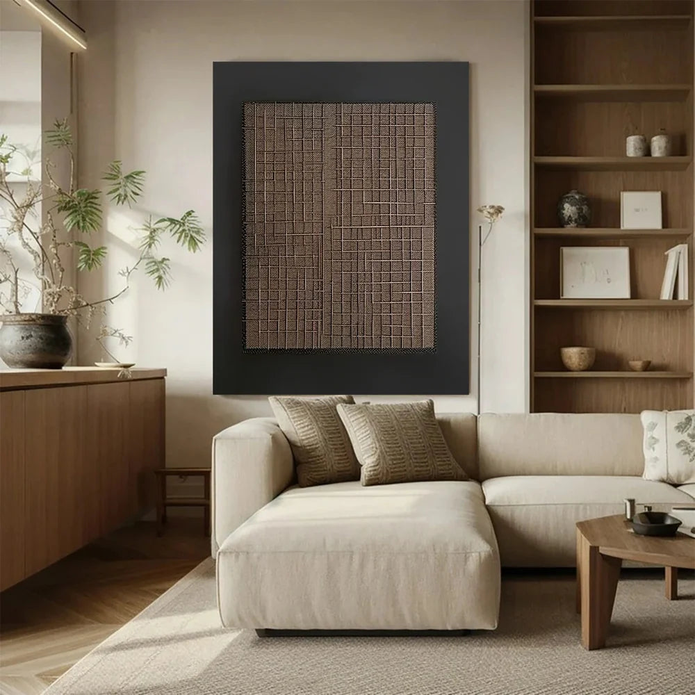 Black and Brown Abstract Texture Wall Art #AT011