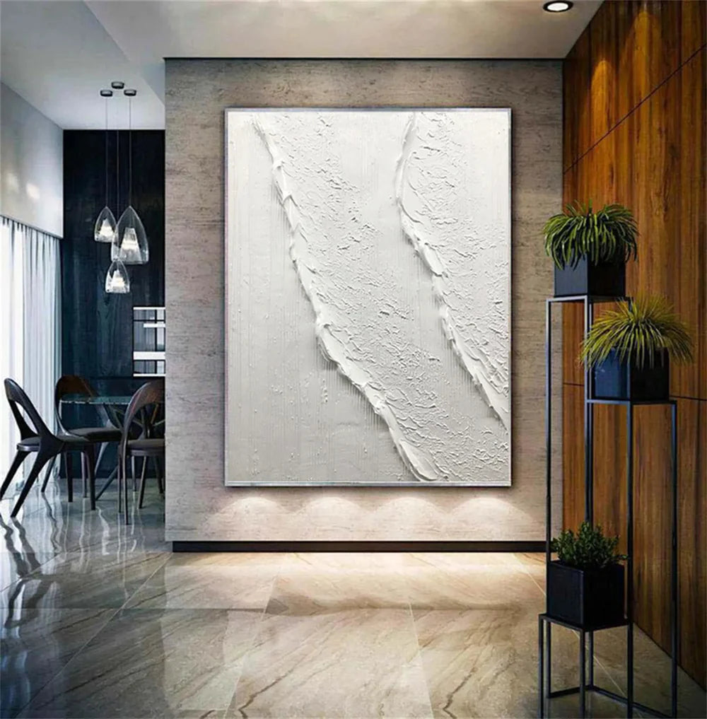 White Minimalist Textured Wall Art #MT076