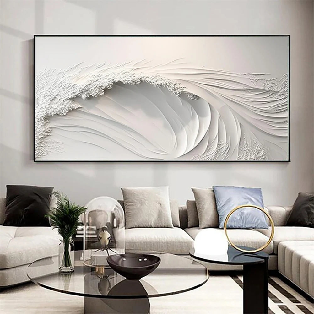 White Minimalist Textured Wall Art #MT008