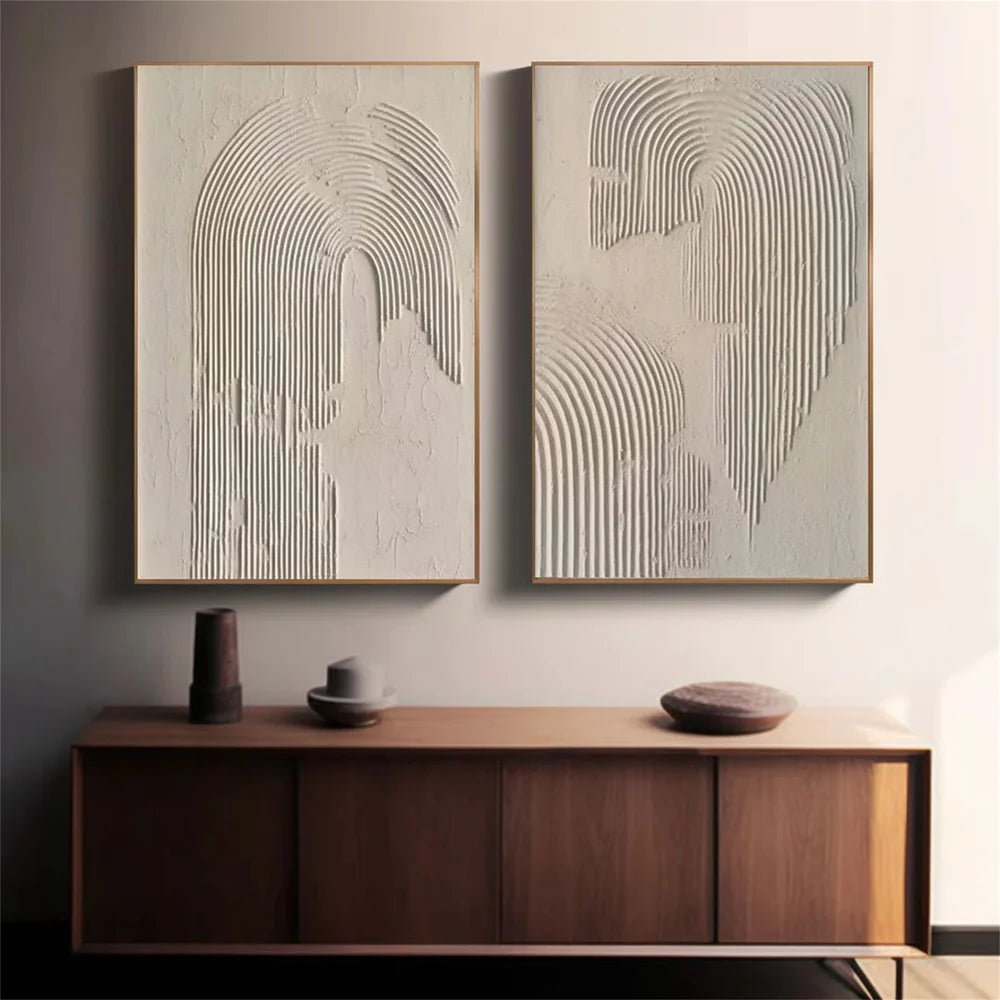 Beige and Brown Abstract Textured Wall Art Set Of 2 #AT038