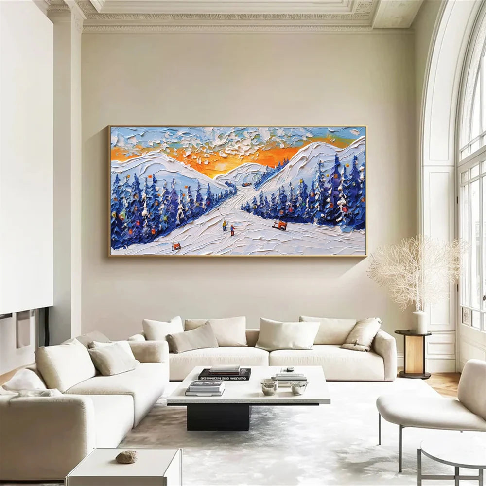 Skiing Sport Art Textured Canvas #PT037