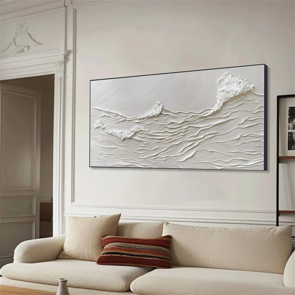 White Minimalist Textured Wall Art #MT119