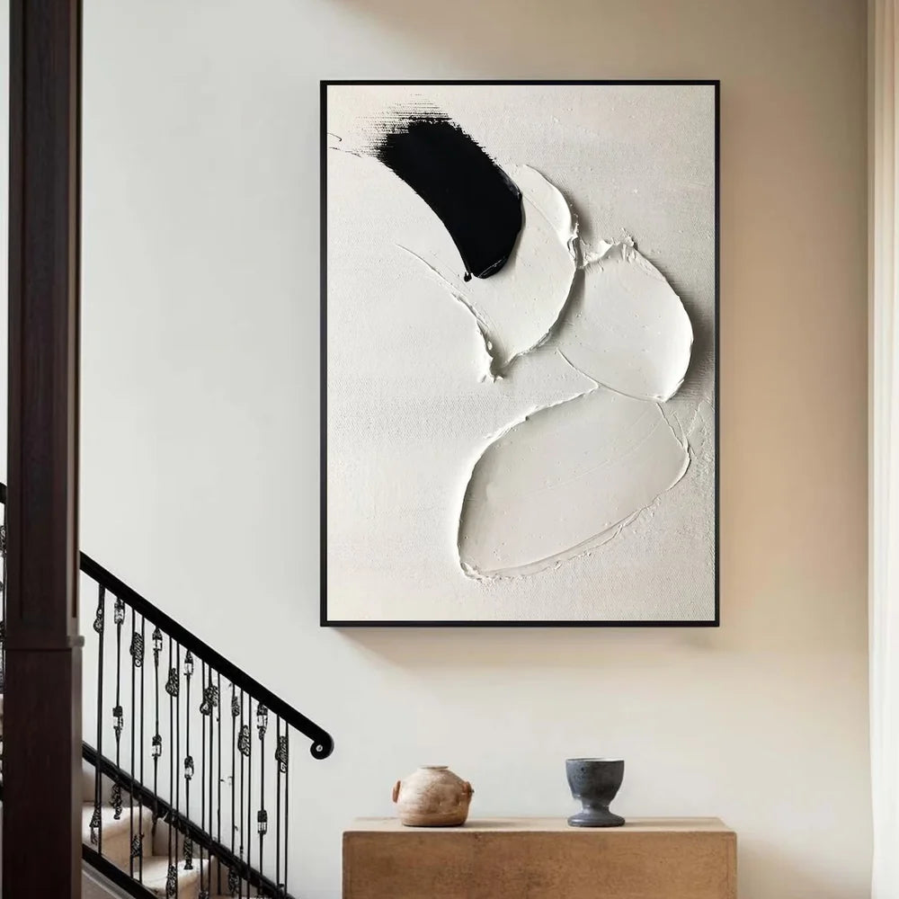 Black and White Minimalist Textured Wall Art #MT002