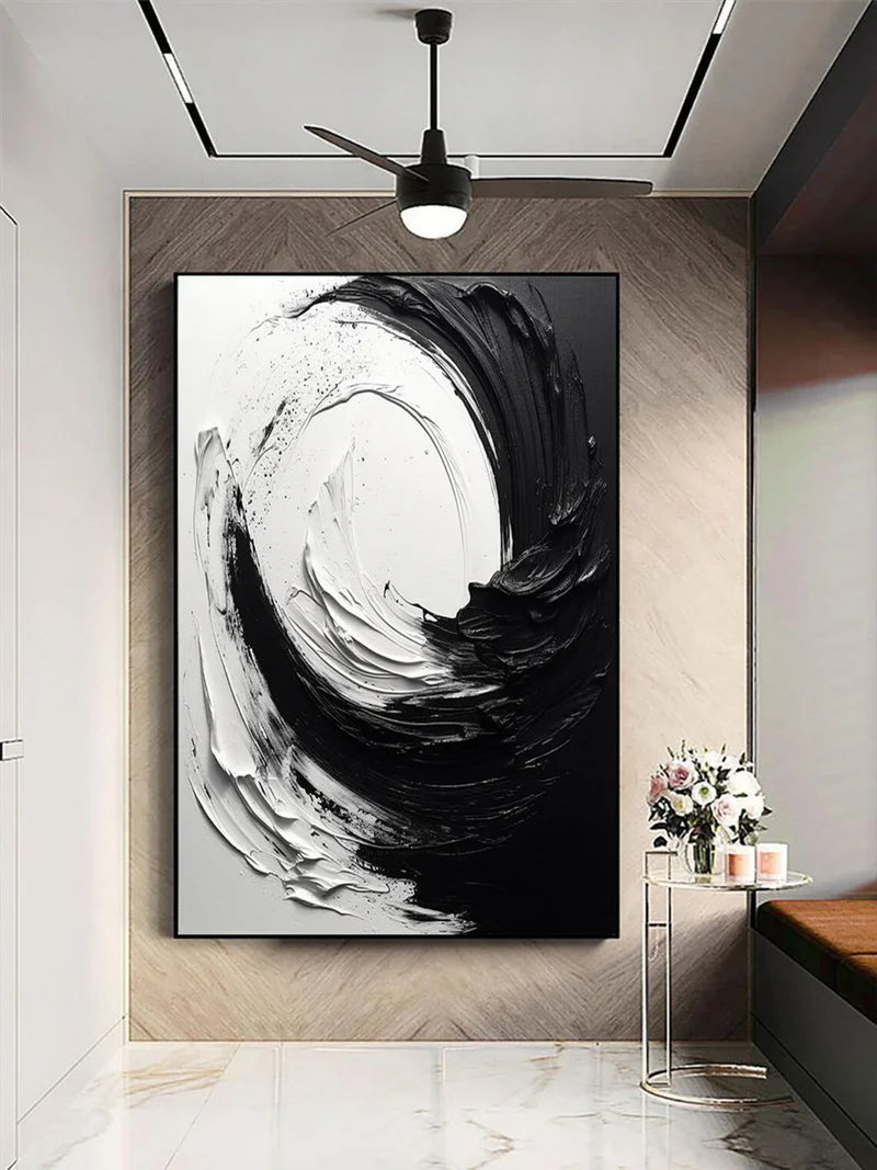 Black and White Minimalist Textured Wall Art #MT017