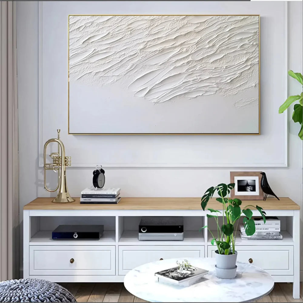 White Minimalist Textured Wall Art #MT118