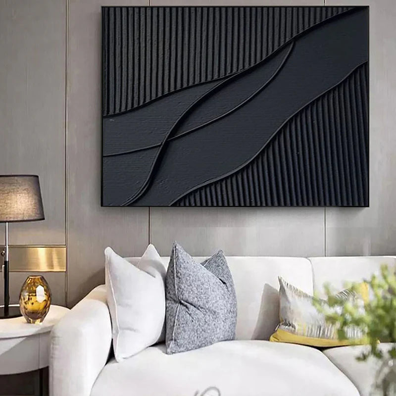 Black Minimalist Textured Wall Art #MT031