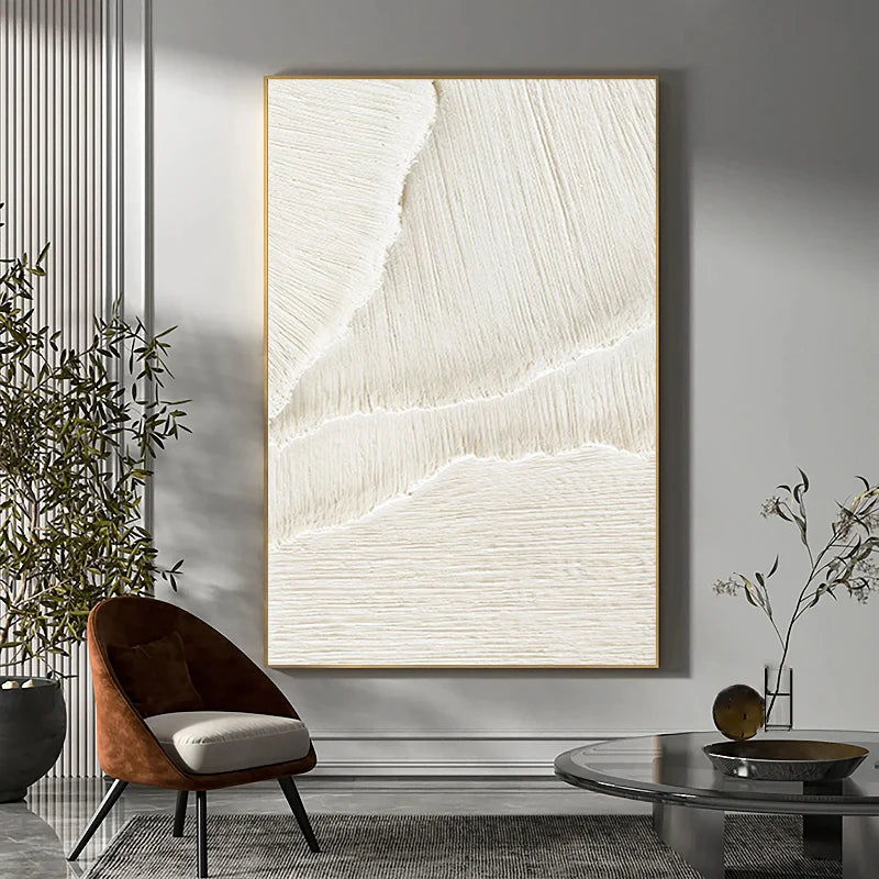 White Minimalist Textured Wall Art #MT056