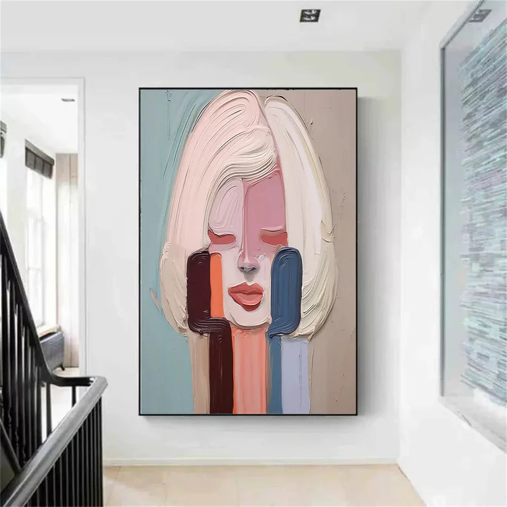 Abstract Portrait Textured Wall Art #PB014