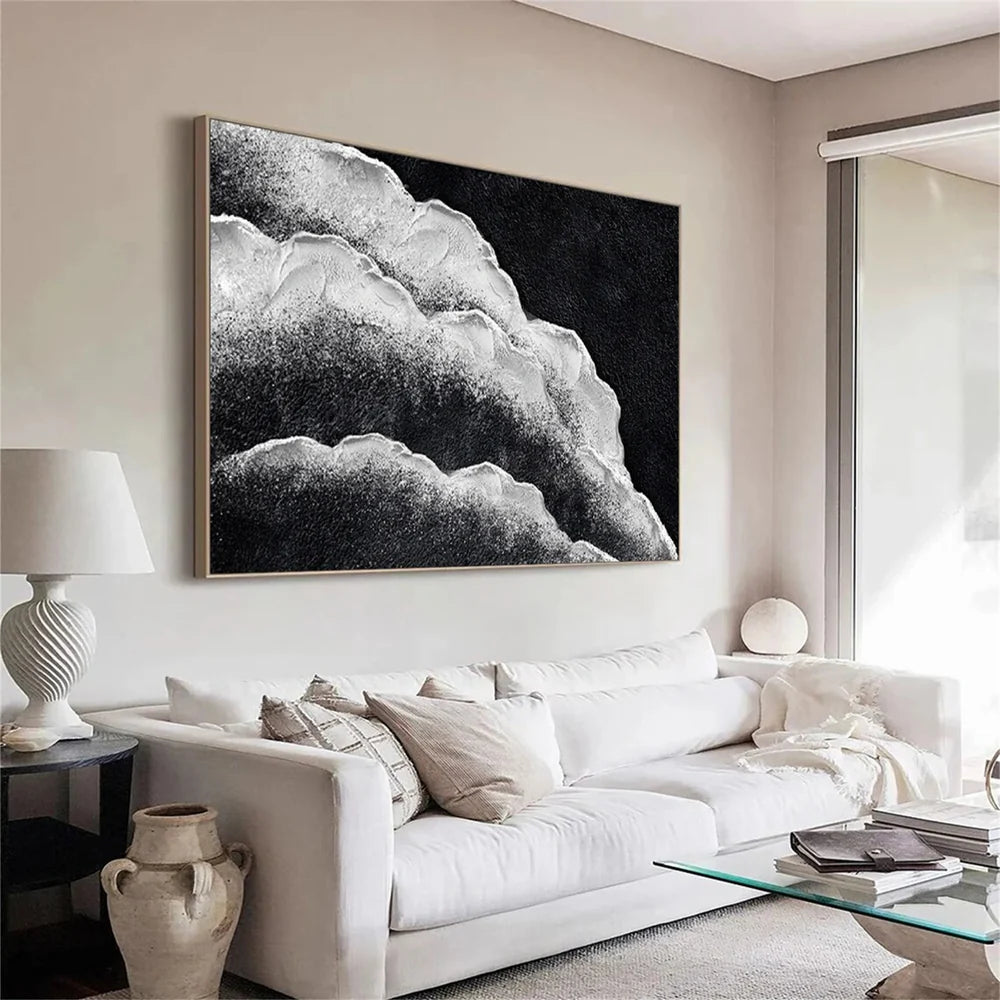 Black and White Minimalist Textured Wall Art #MT071