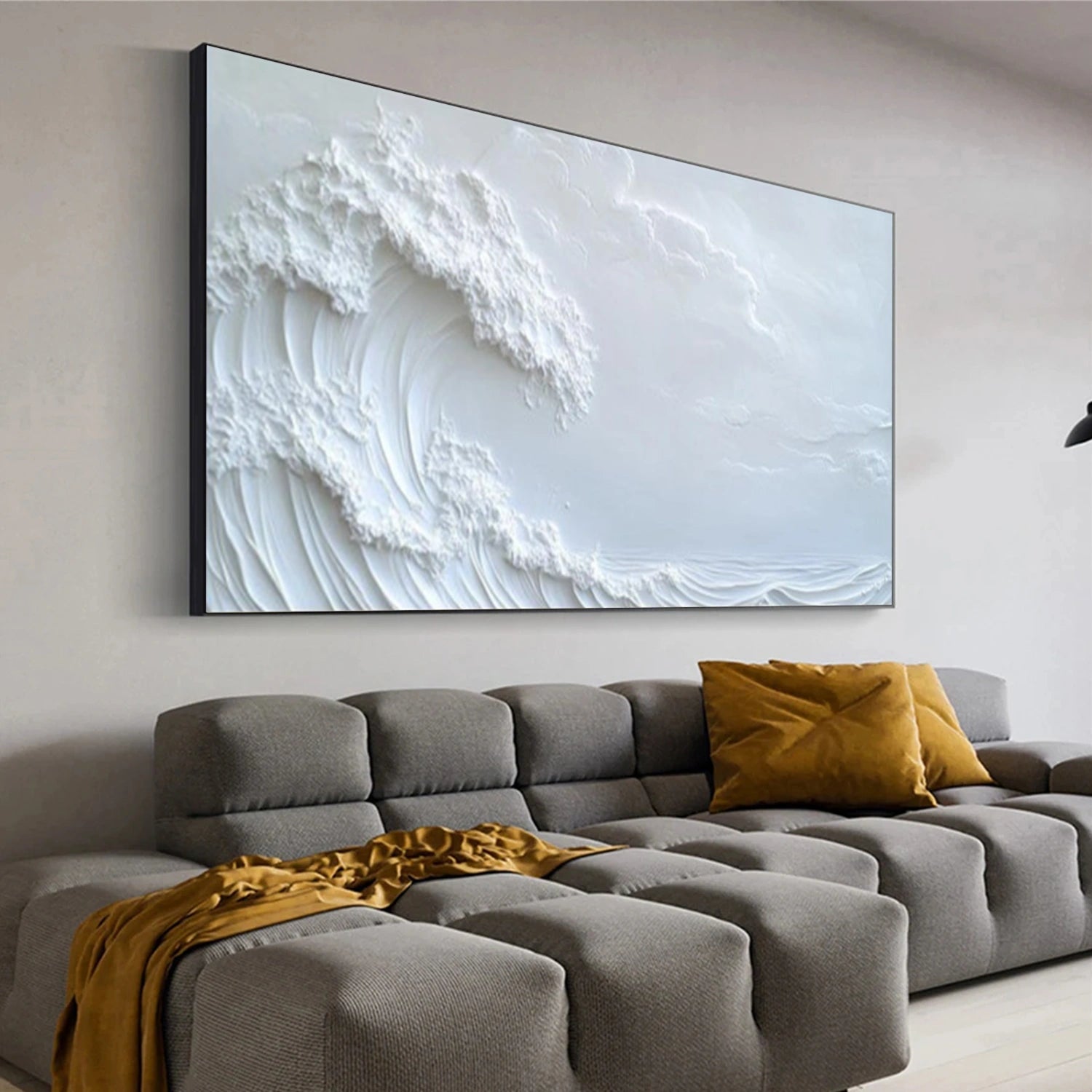 White Ocean & Sky Textured Wall Art #MO085