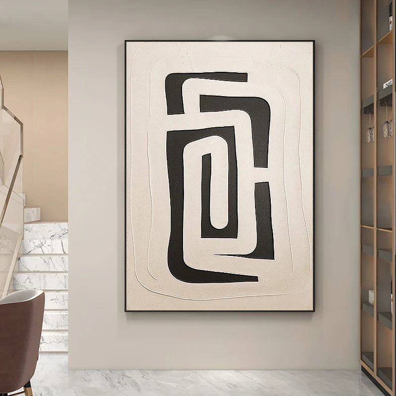 Black and White Minimalist Textured Wall Art #MT018