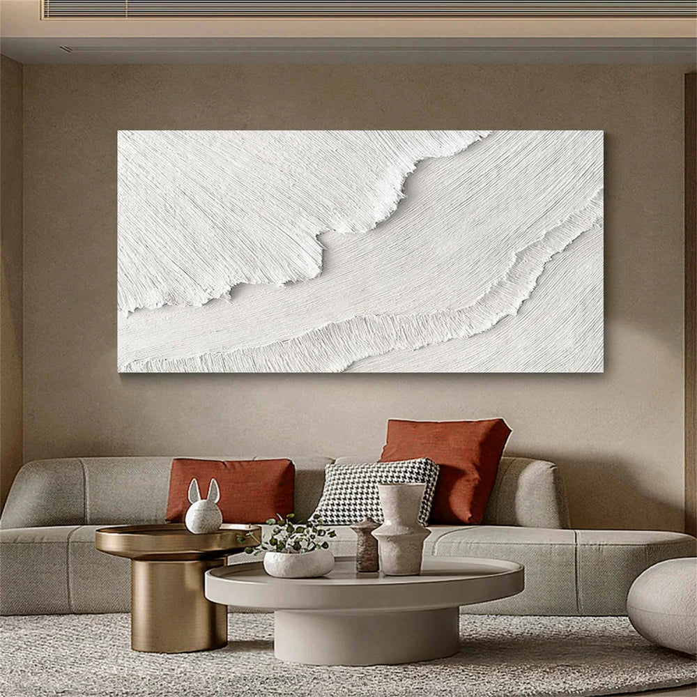 White Minimalist Textured Wall Art #MT120