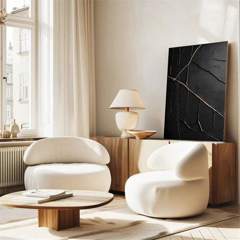 Black Minimalist Textured Wall Art #MT078