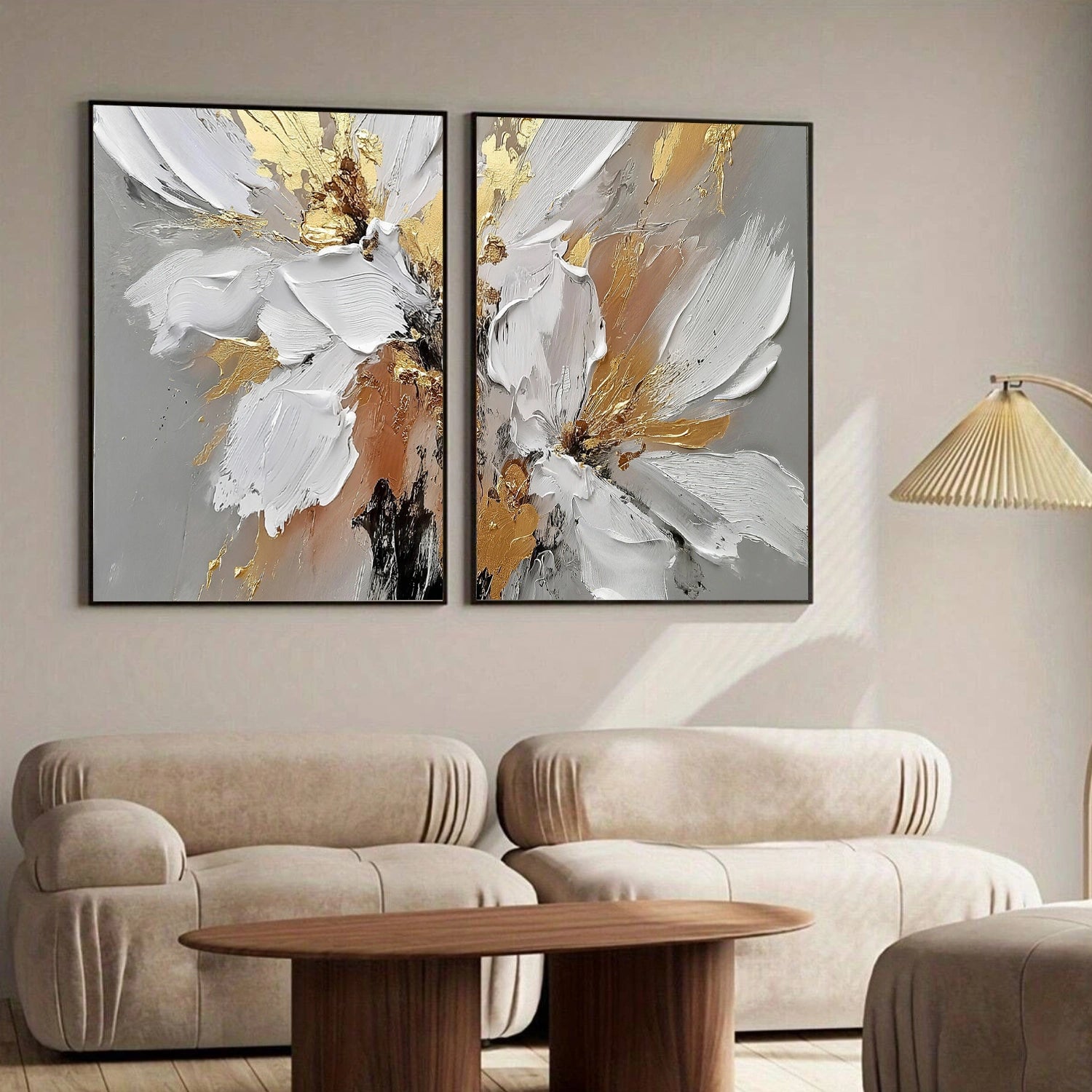 Flower & Tree Textured Abstract Wall Art Set of 2 #SF049