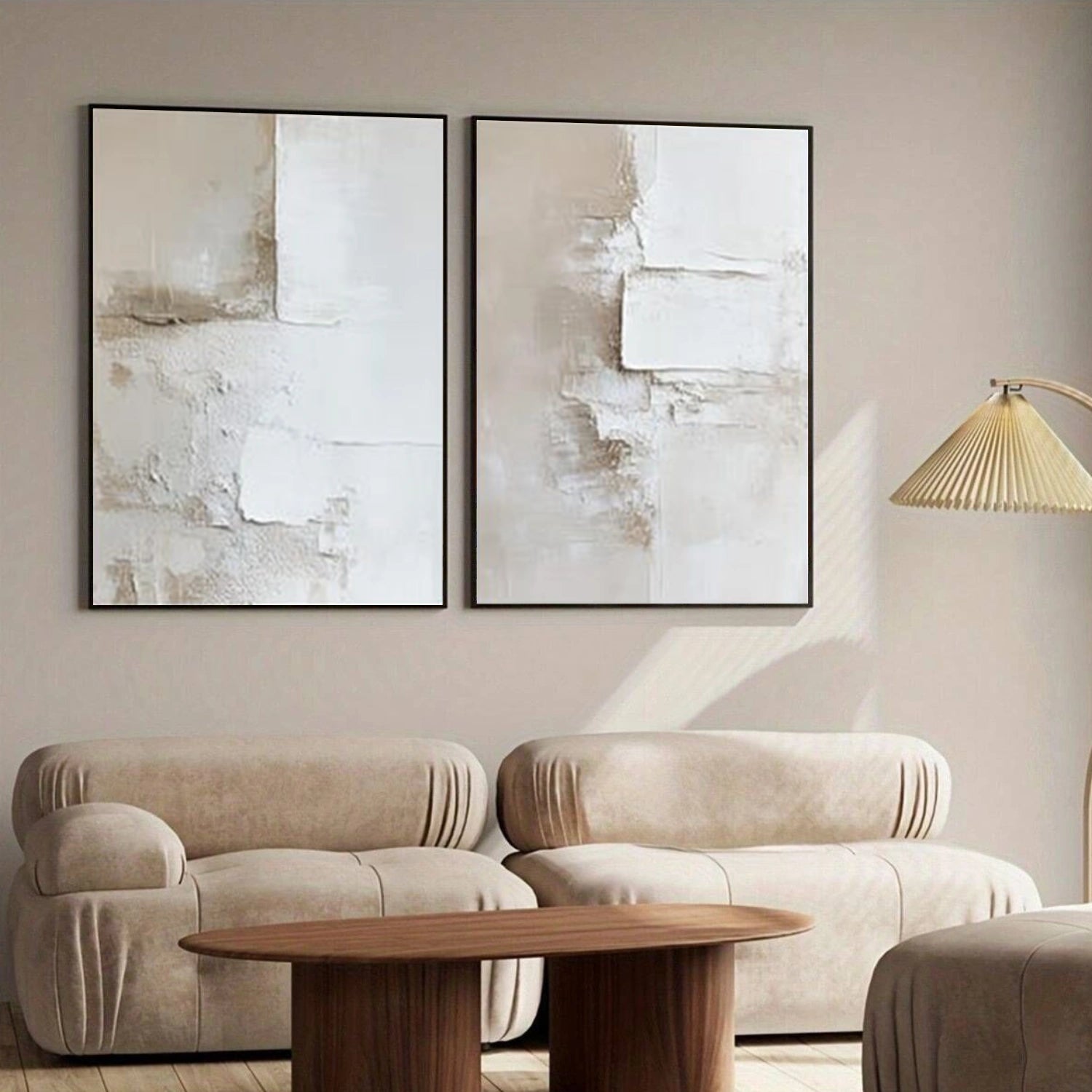 Beige and Brown Abstract Textured Wall Art Set of 2 #AT132