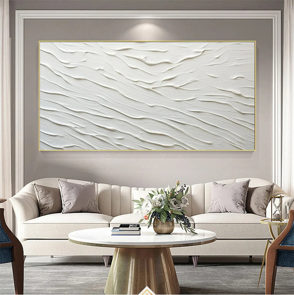 White Minimalist Textured Wall Art #MT094