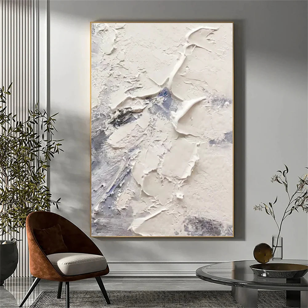 White Minimalist Textured Wall Art #MT009