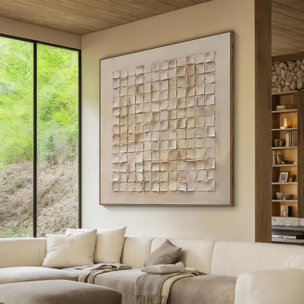 Beige and Brown Abstract Texture Wall Art #AT047