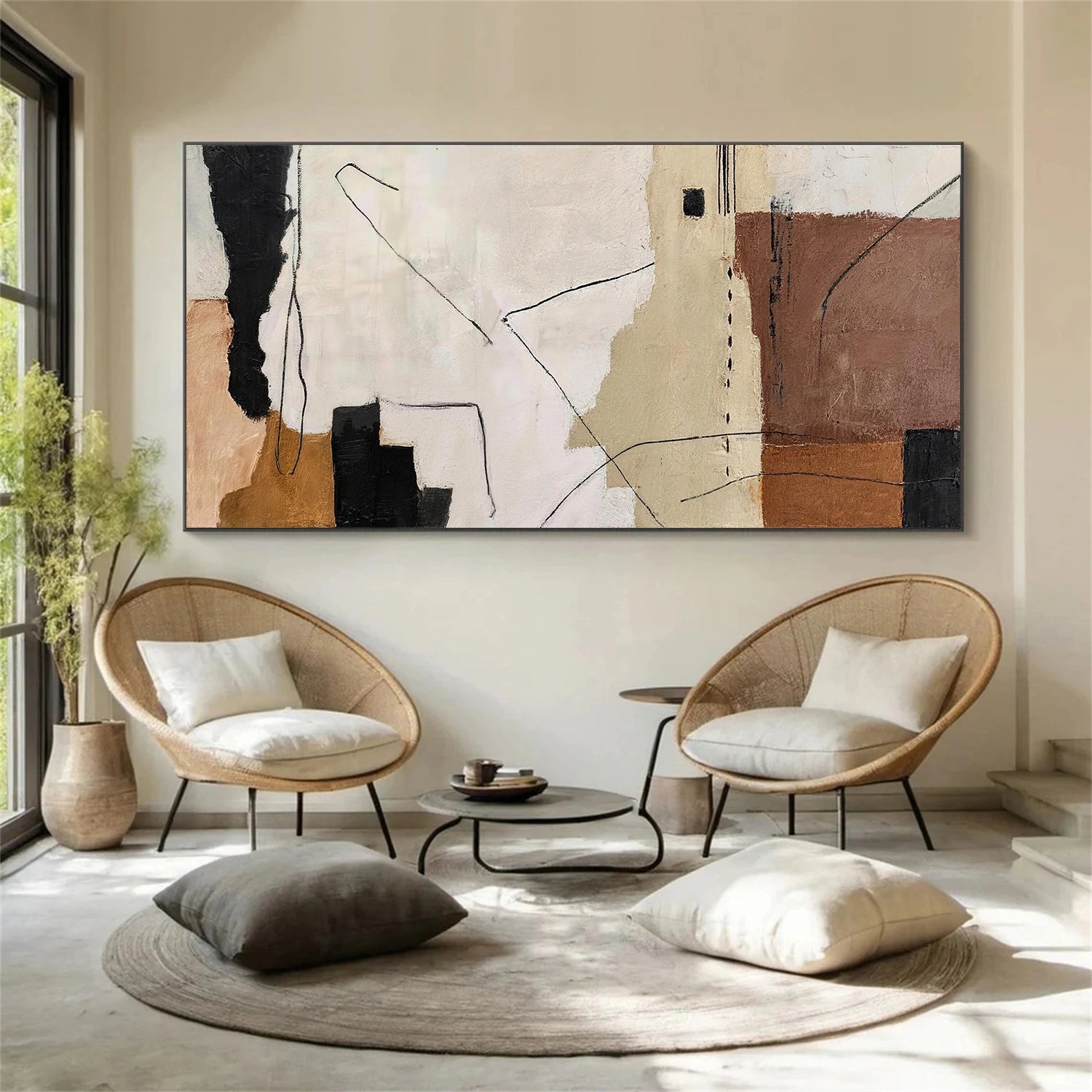 Beige and Brown Abstract Wall Art #AT178