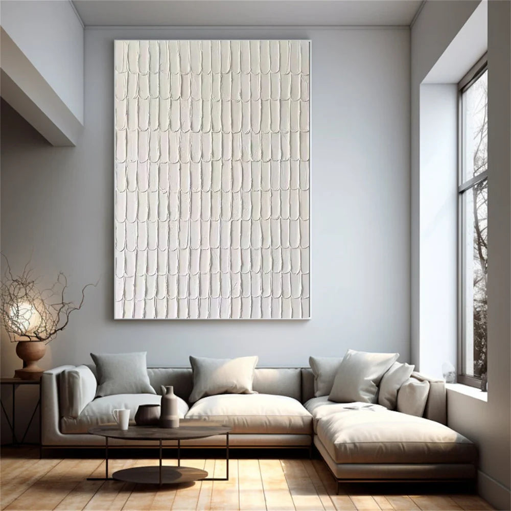 White Minimalist Textured Wall Art #MT007