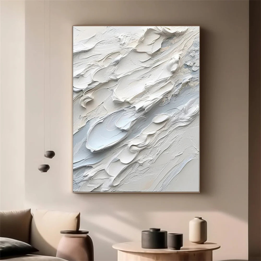 White Minimalist Textured Wall Art #MT058