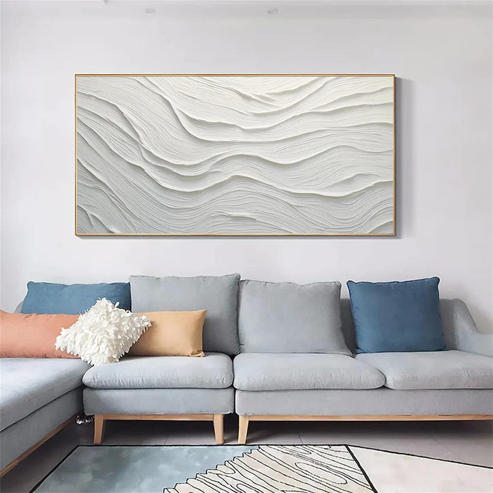White Minimalist Textured Wall Art #MT073