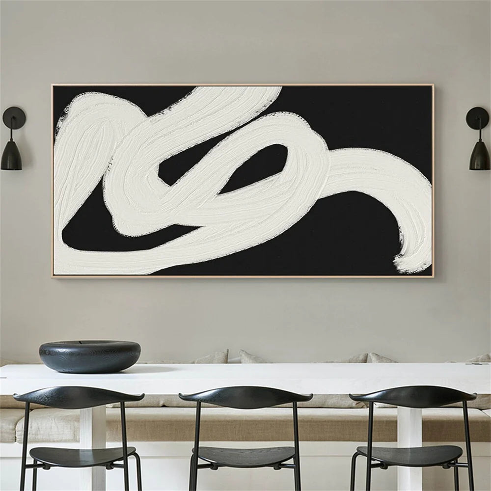 Black and White Minimalist Textured Wall Art #MT045