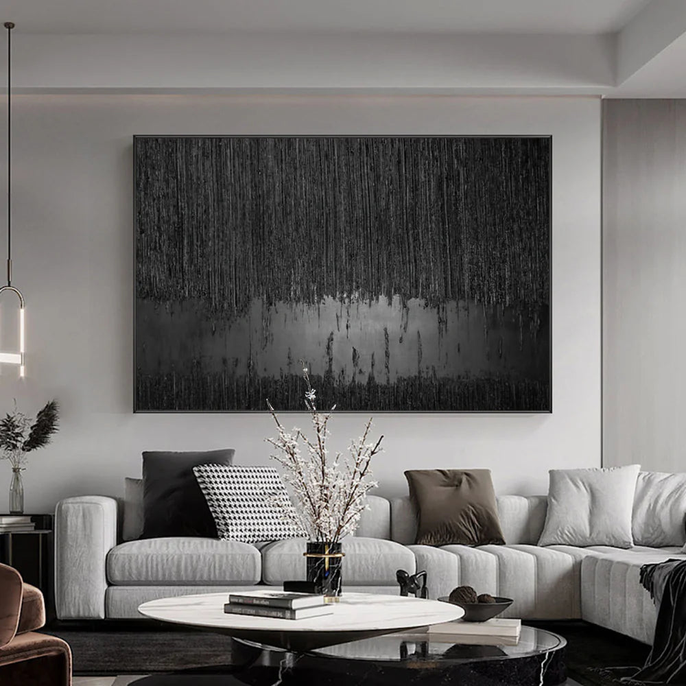Black Minimalist Textured Wall Art #MT051