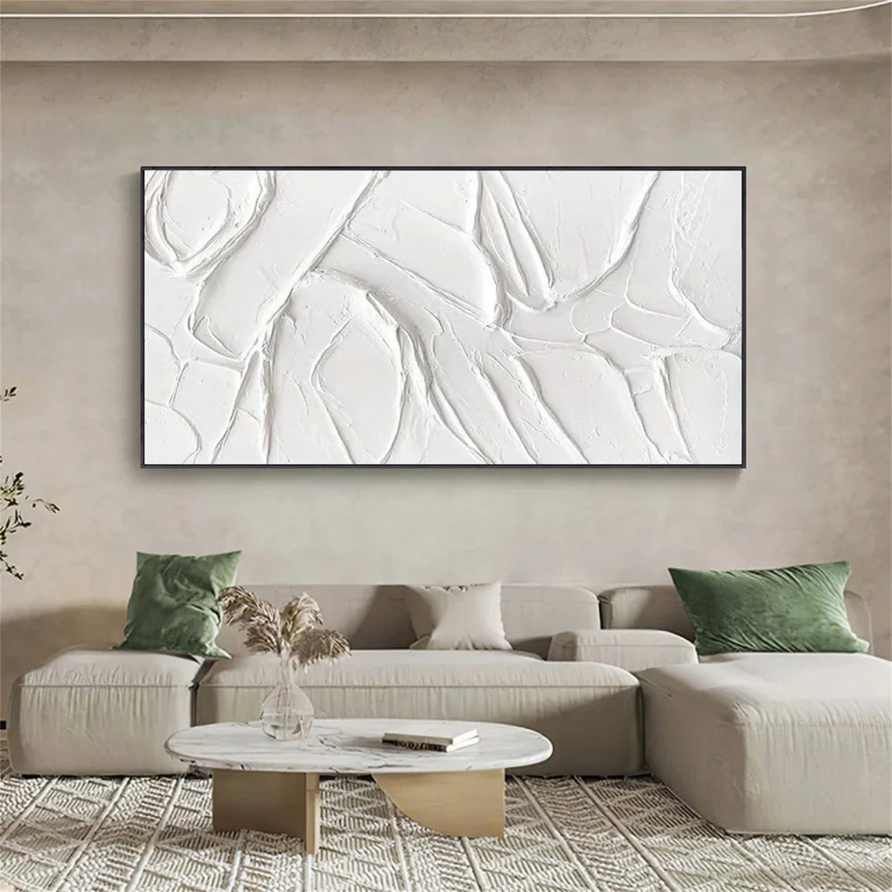 White Minimalist Textured Wall Art #MT060