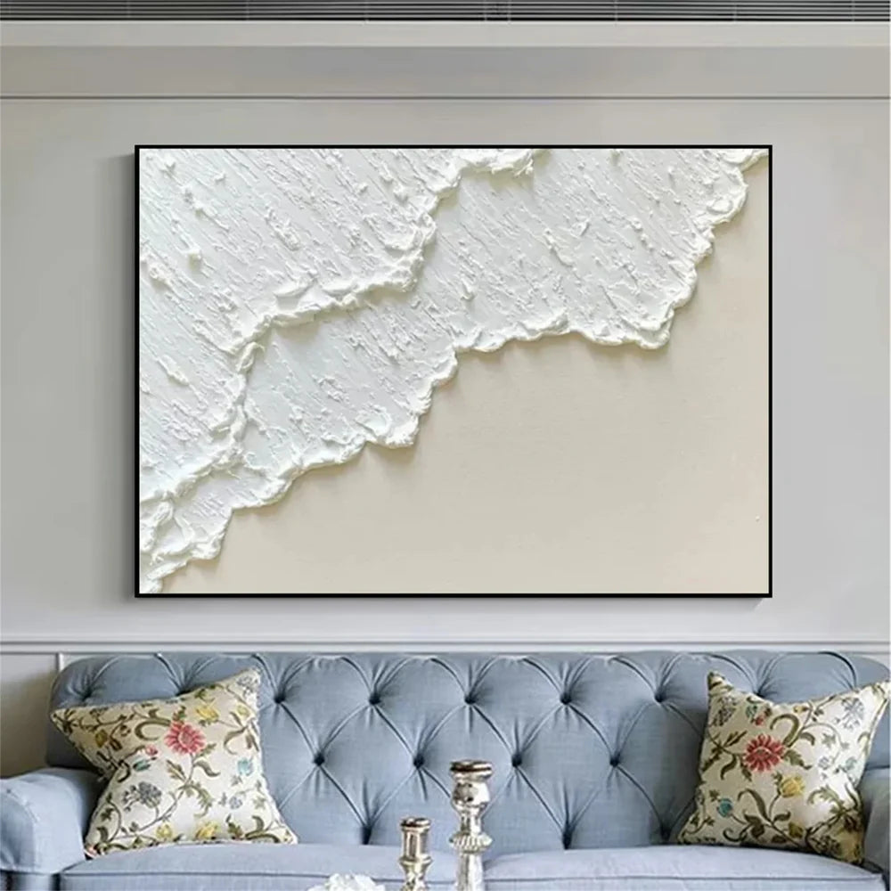 White Minimalist Textured Wall Art #MT059