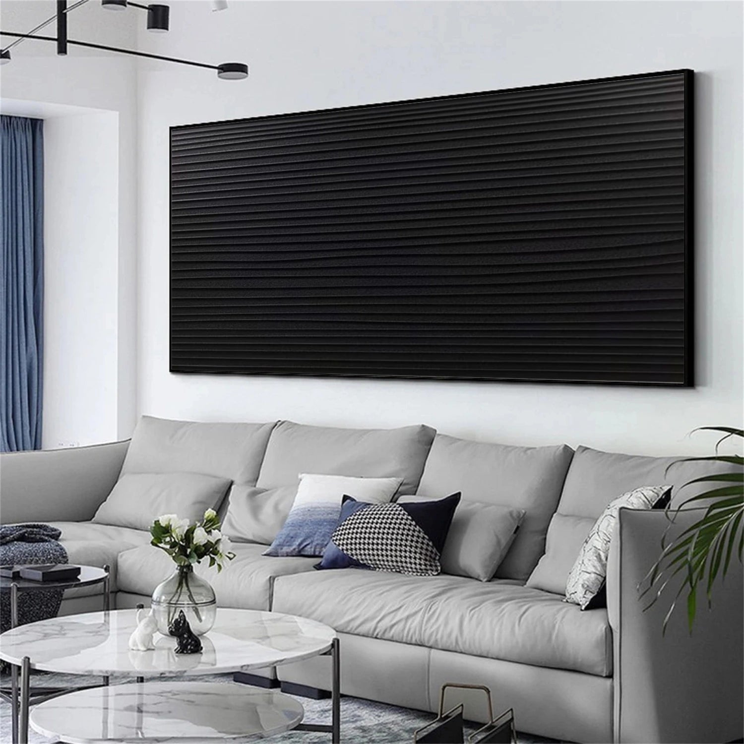 Black Minimalist Textured Wall Art #MT133