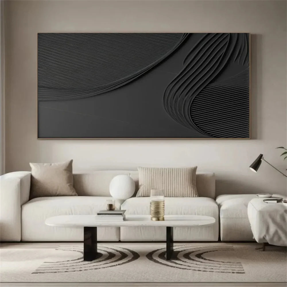 Black Minimalist Textured Wall Art #MT087
