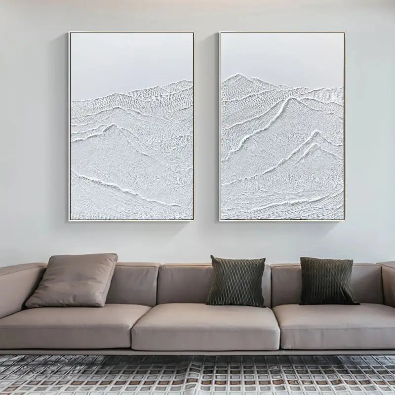 White Minimalist Textured Wall Art Set of 2 #MT042