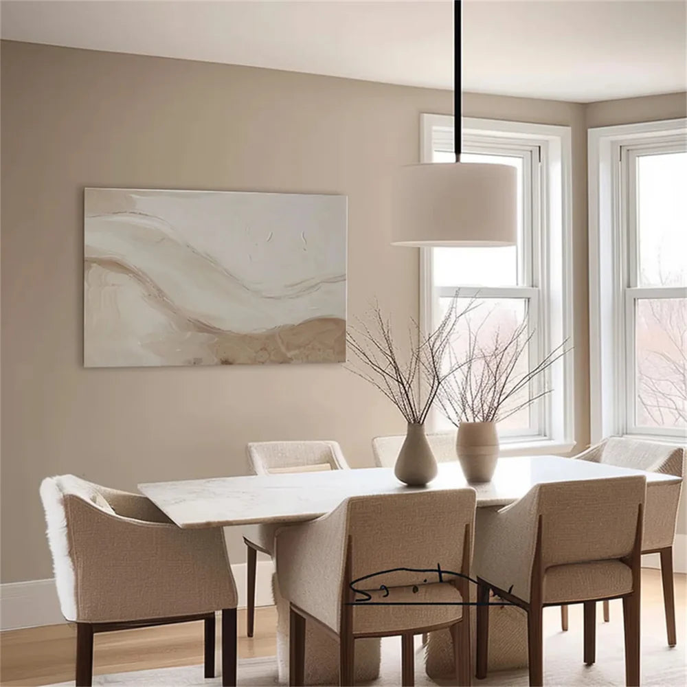 Beige and Brown Abstract Wall Art #AT004