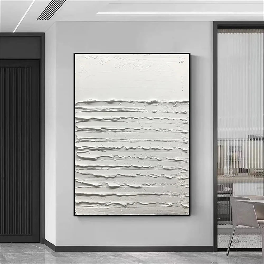White Minimalist Textured Wall Art #MT096