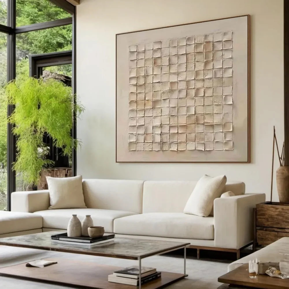 Beige and Brown Abstract Texture Wall Art #AT047