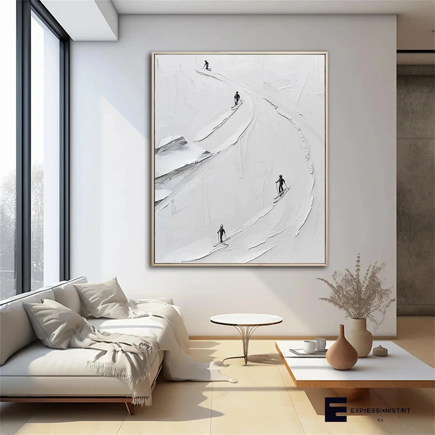 Skiing Sport Art Textured Canvas #PT040