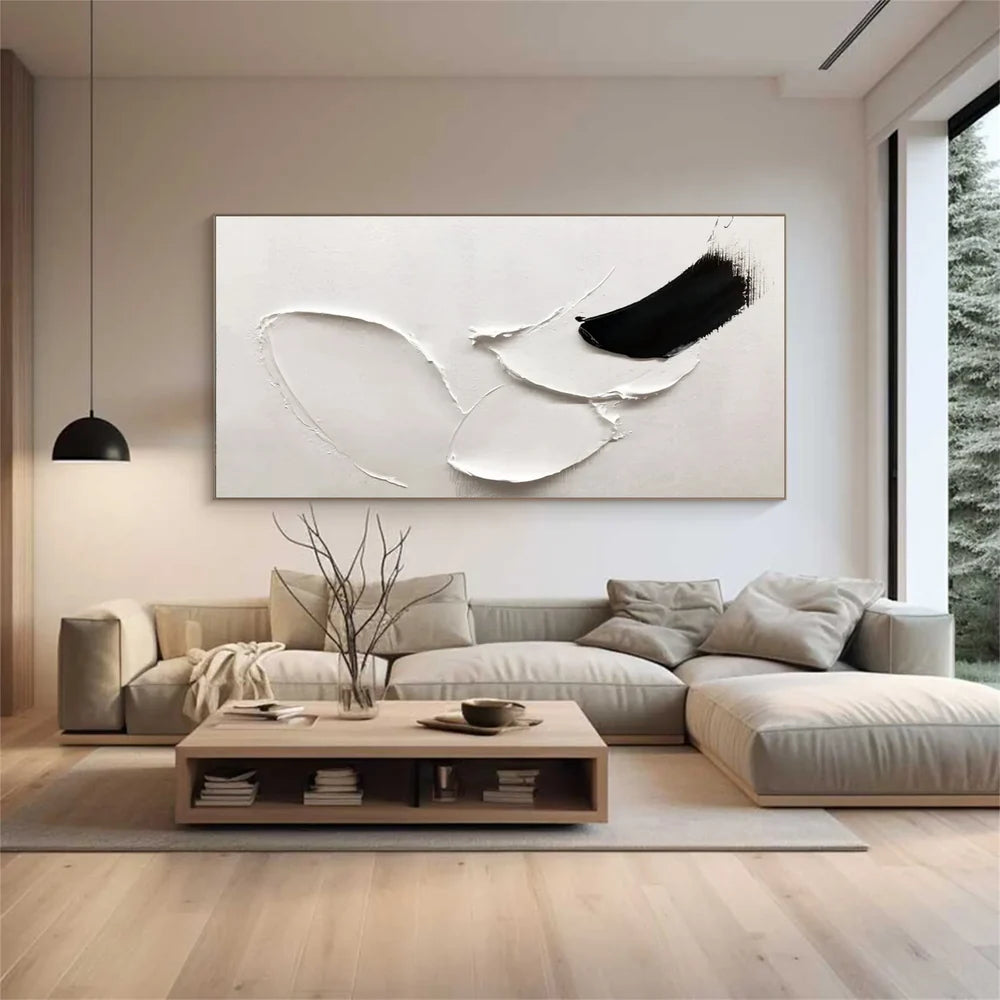 Black and White Minimalist Textured Wall Art #MT115