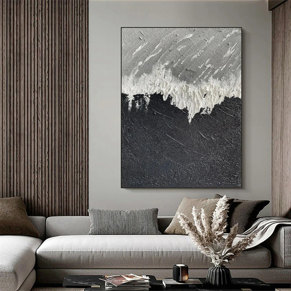 Black and White Minimalist Textured Wall Art #MT069
