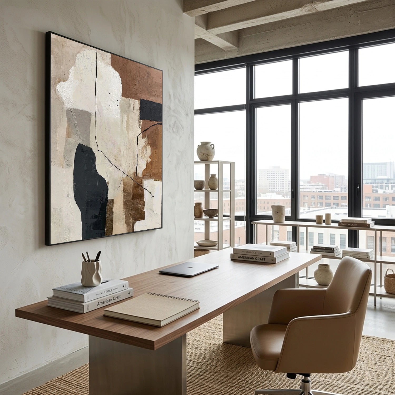 Beige and Brown Abstract Wall Art #AT177