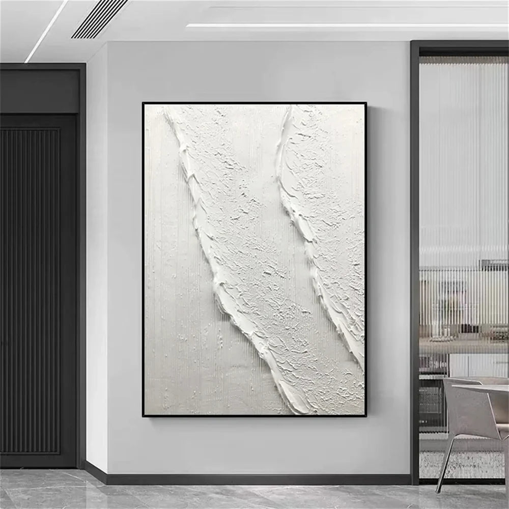 White Minimalist Textured Wall Art #MT076