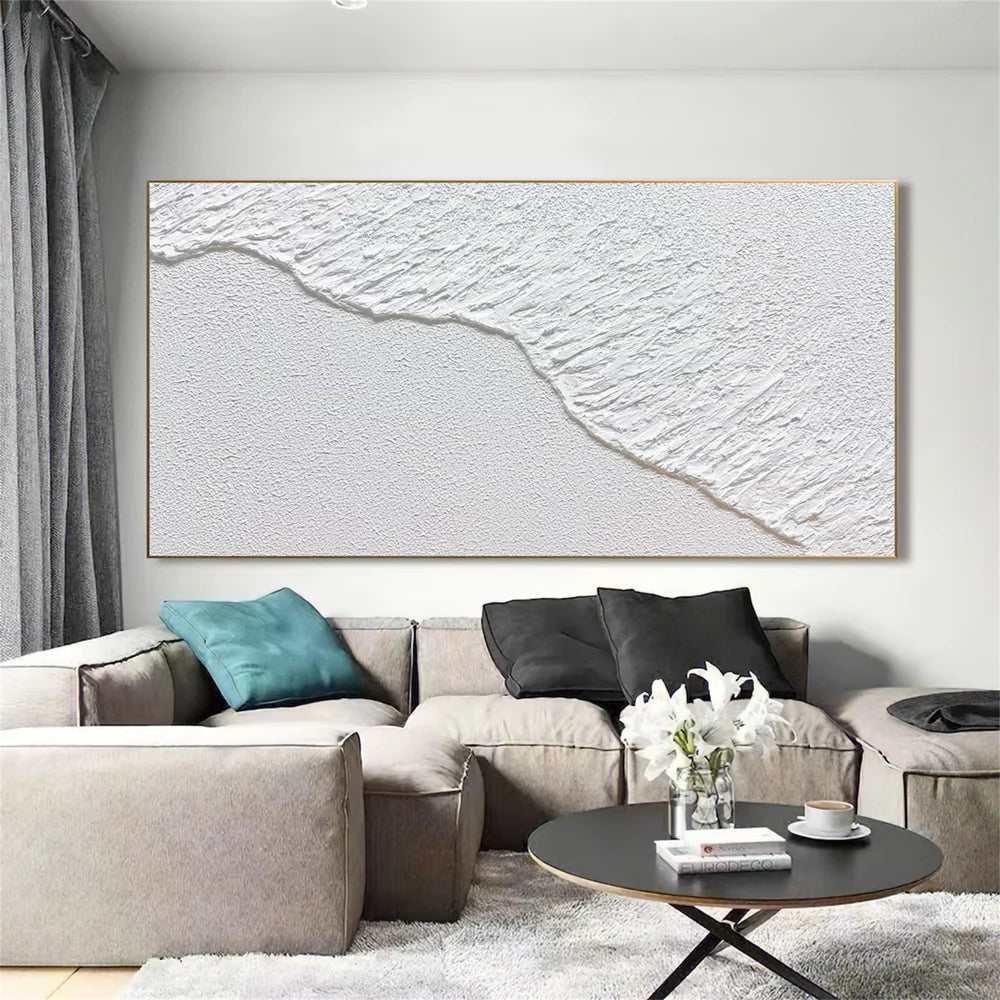 White Minimalist Textured Wall Art #MT026