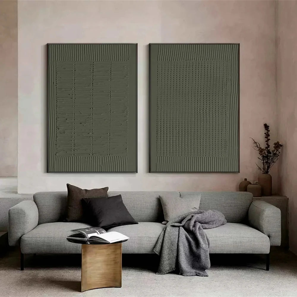 Green Minimalist Textured Wall Art Set of 2 #MT023