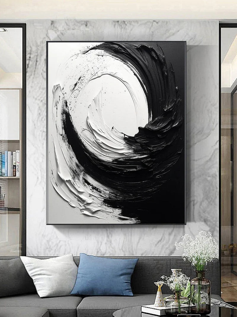 Black and White Minimalist Textured Wall Art #MT017