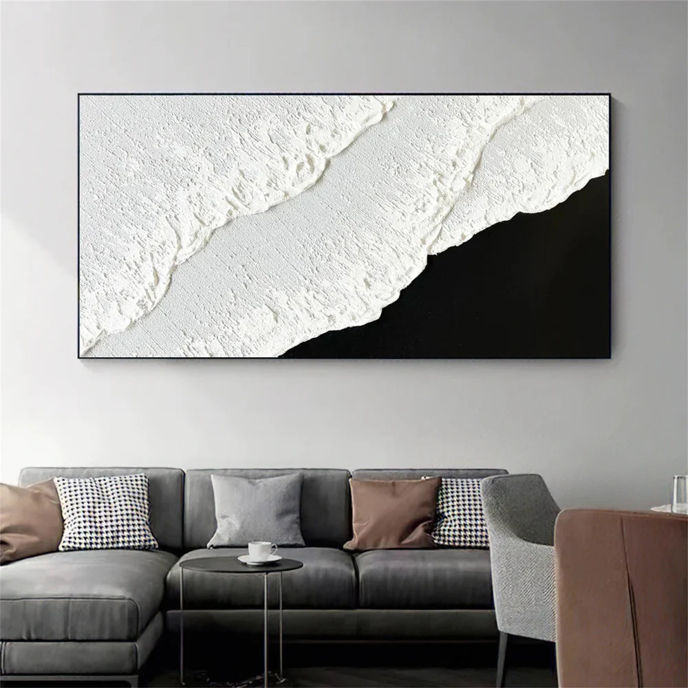 Black and White Minimalist Textured Wall Art #MT046