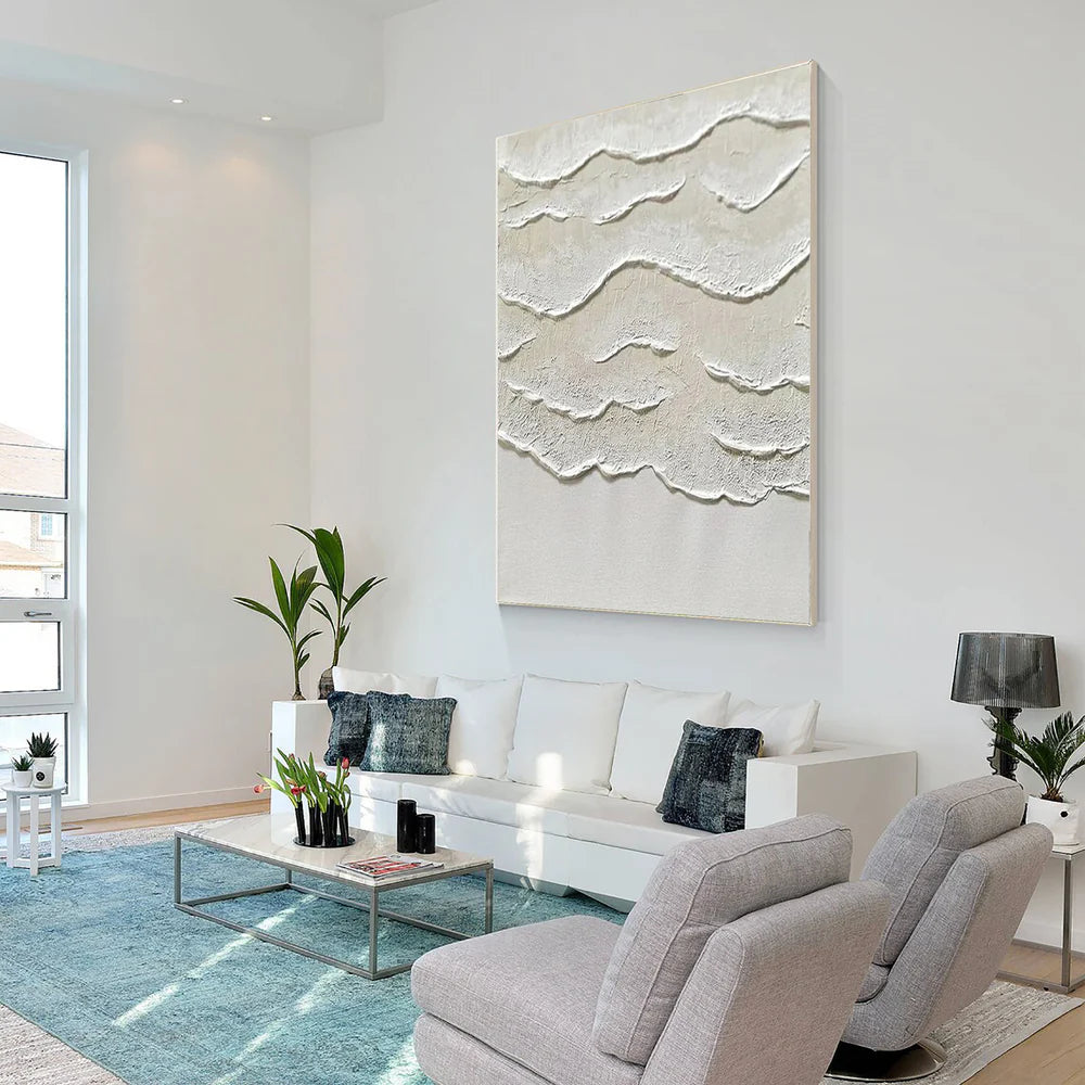 White Minimalist Textured Wall Art #MT122