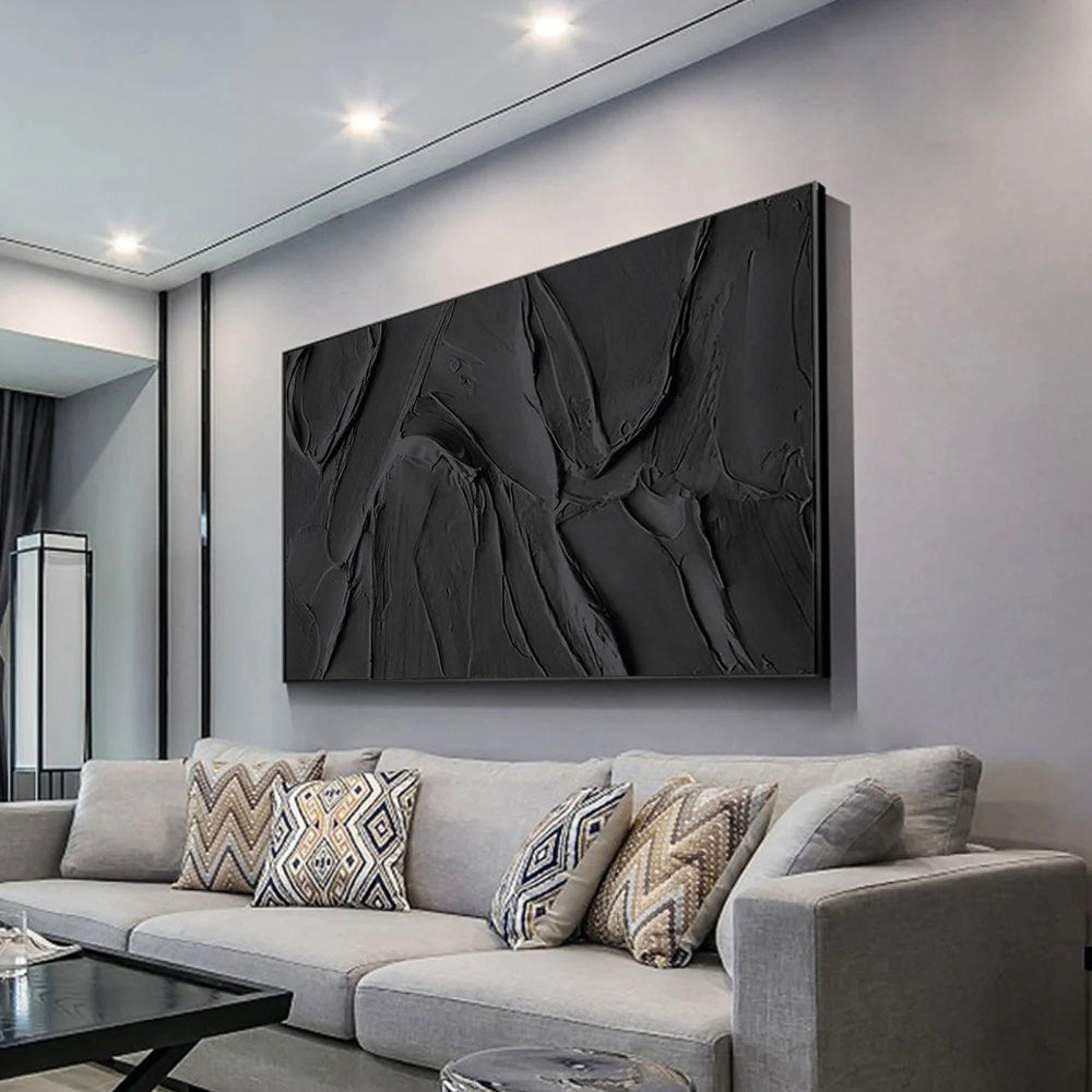Black Minimalist Textured Wall Art #MT012