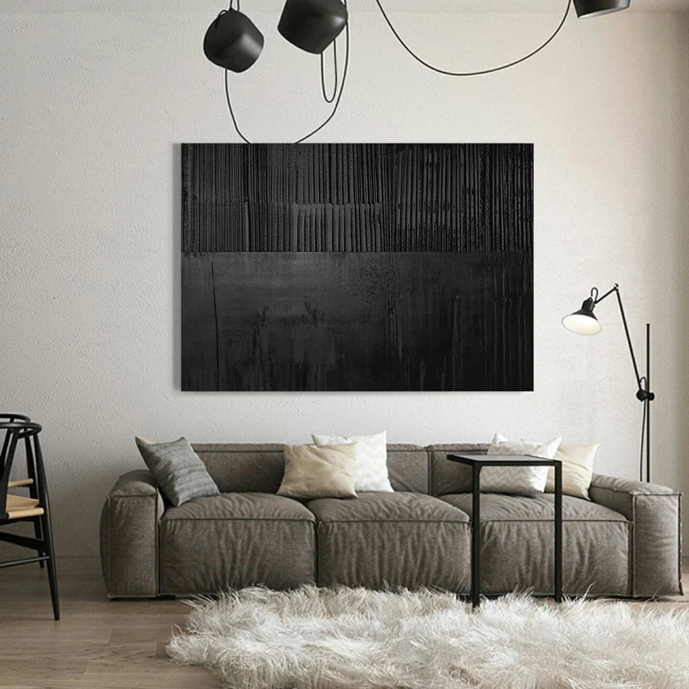 Black Minimalist Textured Wall Art #MT030