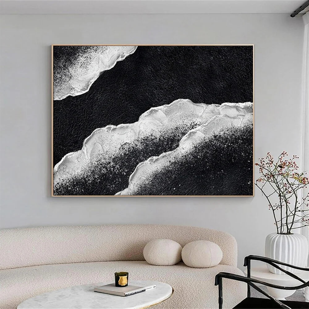 Black and White Minimalist Textured Wall Art #MT070