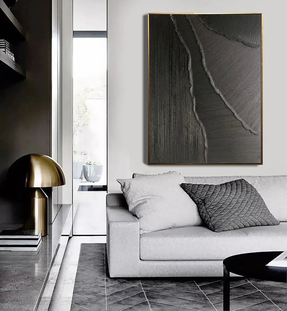 Black Minimalist Textured Wall Art #MT080
